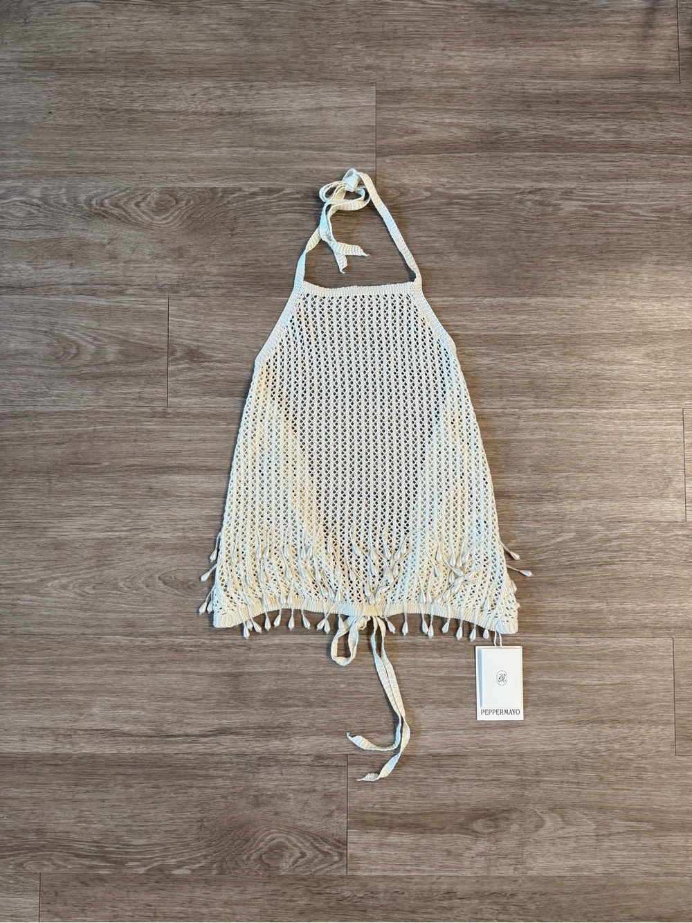 NWT Peppermayo Scorpio Crochet Halter Top in Ivory, Size S/M